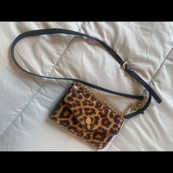 Michael Kors Animal Print Jet Set Charm Chain Pouchette Shoulder